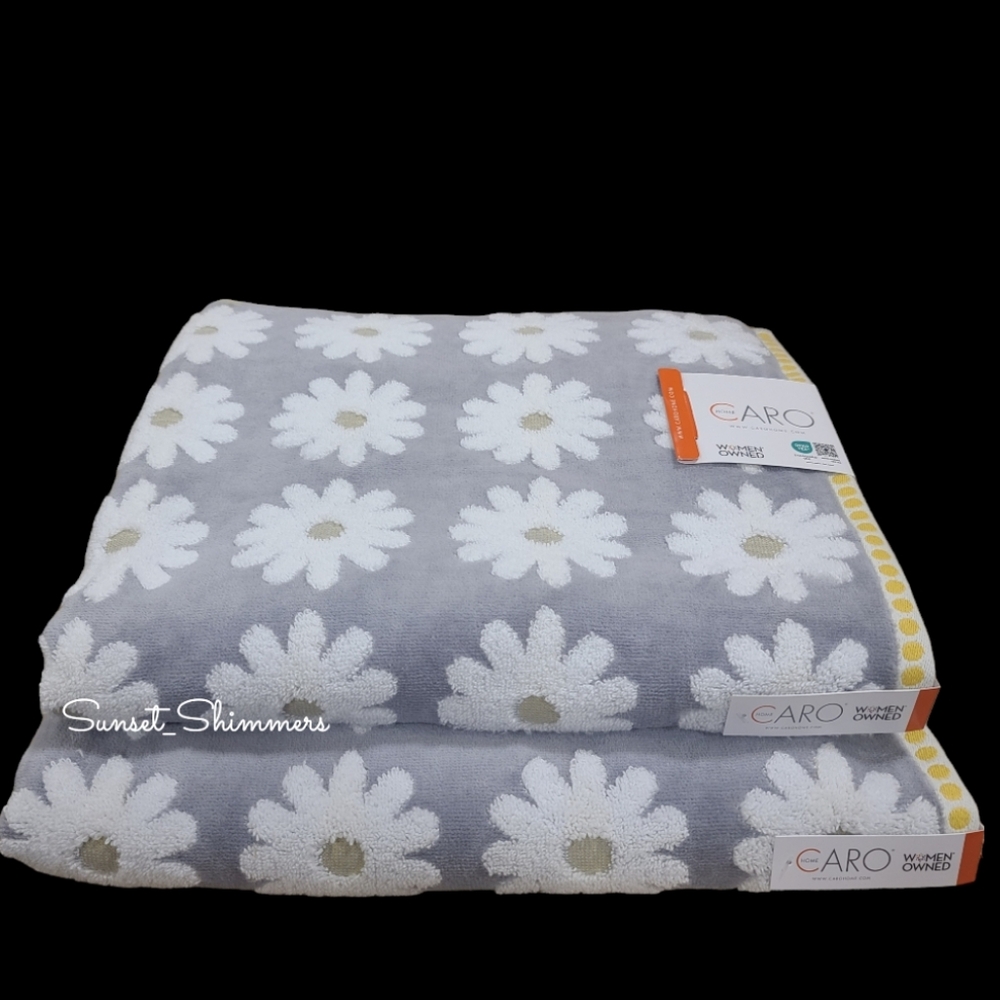 ๐ผ Caro Home 6pc White Gray Yellow Daisies 2 Bath 2 Hand 2 Tip Towel Set New ๐ผ - Picture 7 of 10